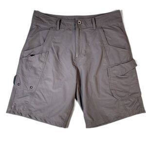 AFTCO Stealth Shorts Sz 34 Gray Cargo Performance Fishing Mens Outdoor Dad Short